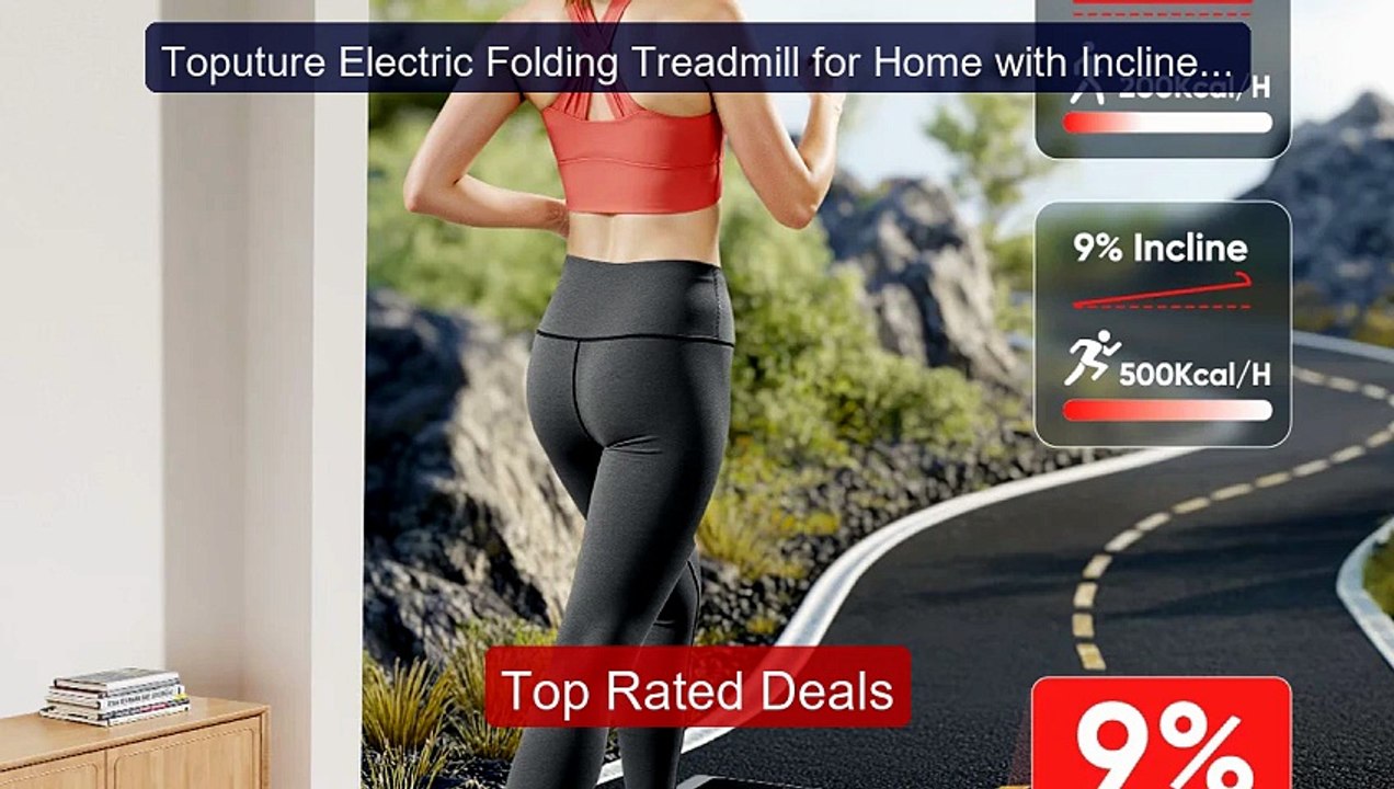 Toputure Electric Folding Treadmill for Home wi...