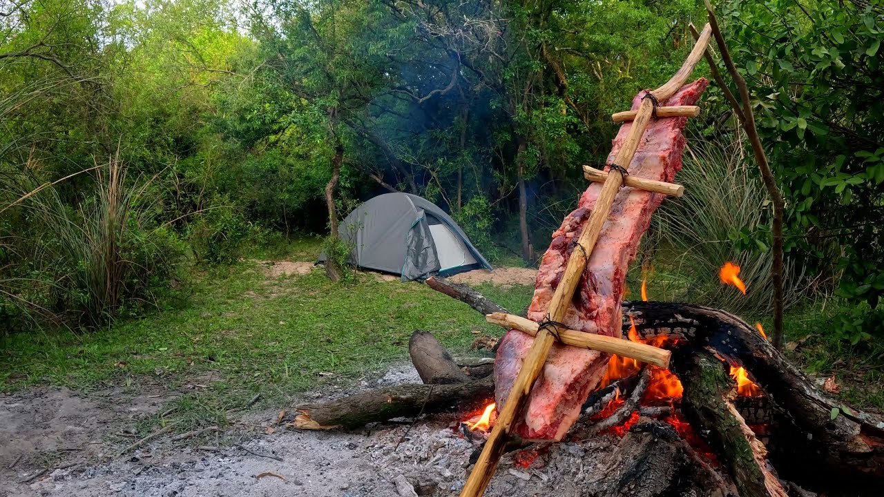 CAMPAMENTO DE PESCA Y COCINA en Rincón del Cinto 🎣🌲😋 Mucha Naturaleza y Manta a la Estaca