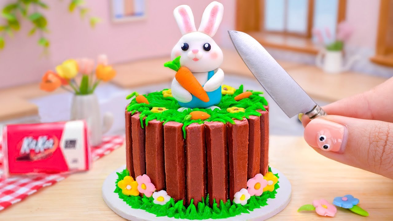 🐰 So SWEET Miniature KitKat Bunny Cake Decorating Idea 🌻 Best Of Tiny Chocolate Cake by Mini Yummy