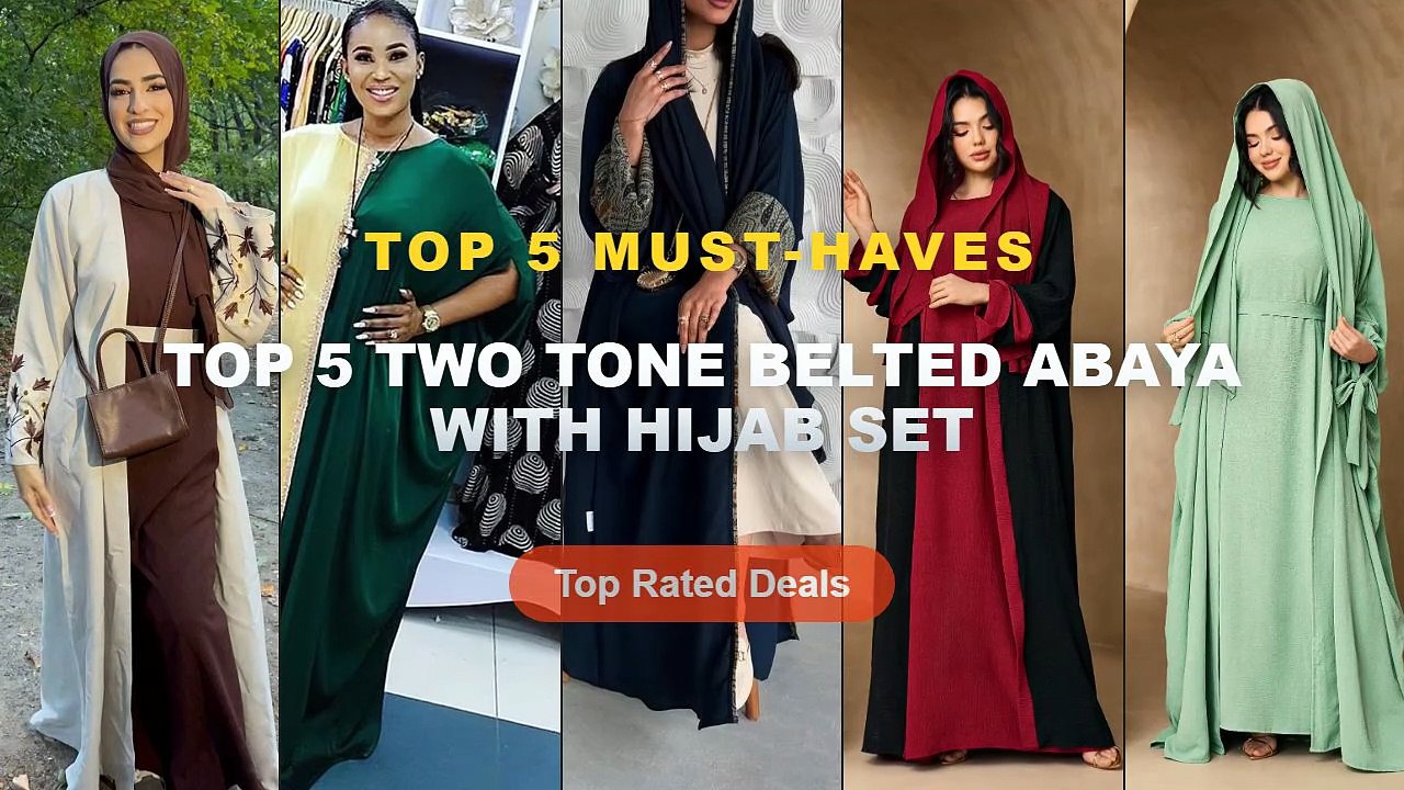 Ultimate Guide to the Best Top 5 Two Tone Belted Abaya With Hijab Set - Solid Color Flare Tie Sleeve Open Abaya 3Pcs Set...
