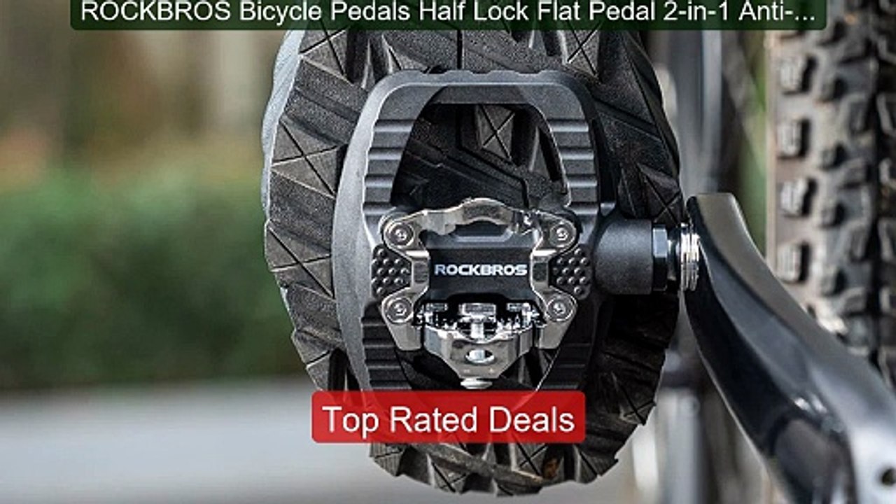 ROCKBROS Bicycle Pedals Half Lock Flat Pedal 2...