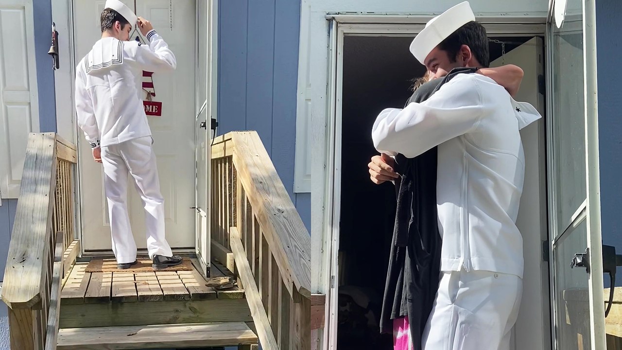 Heartwarming Reunion: Navy Son Surprises Mom After Year Away