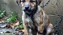 💔 This little soul waited alone in the rain… forgotten, cold, and chained.