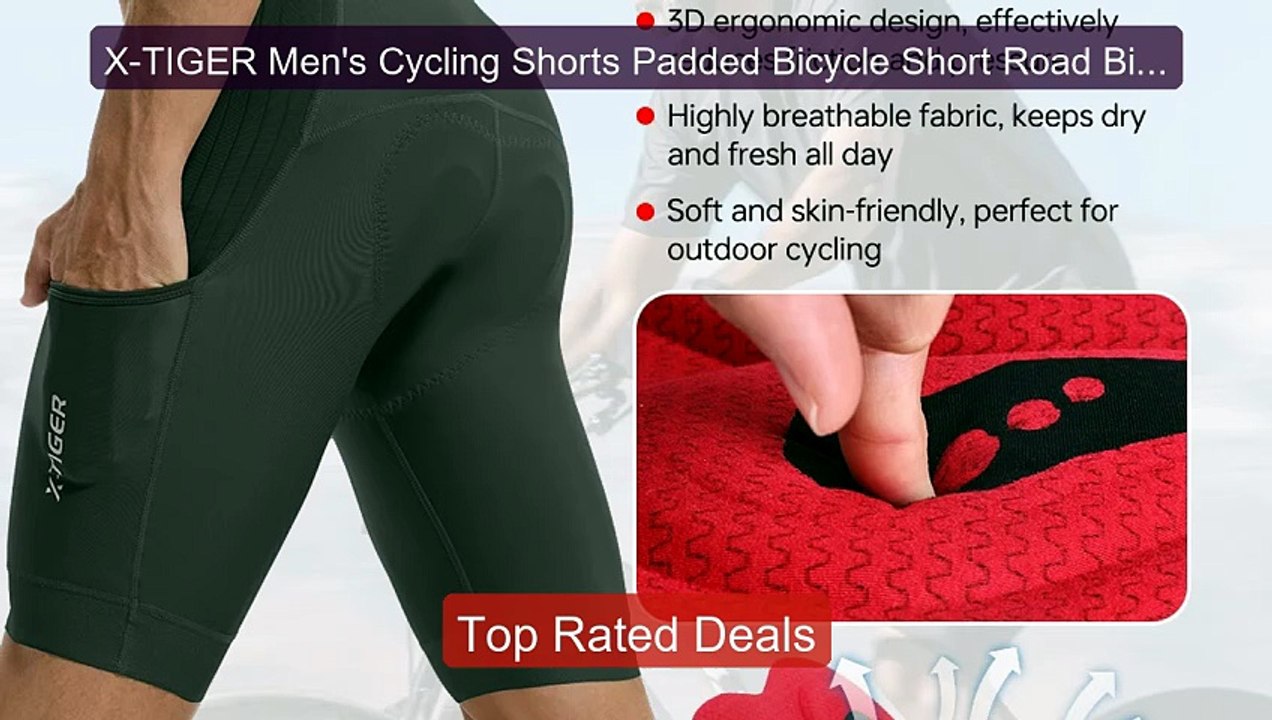 X-TIGER Men's Cycling Shorts Padded Bicycle Sho...