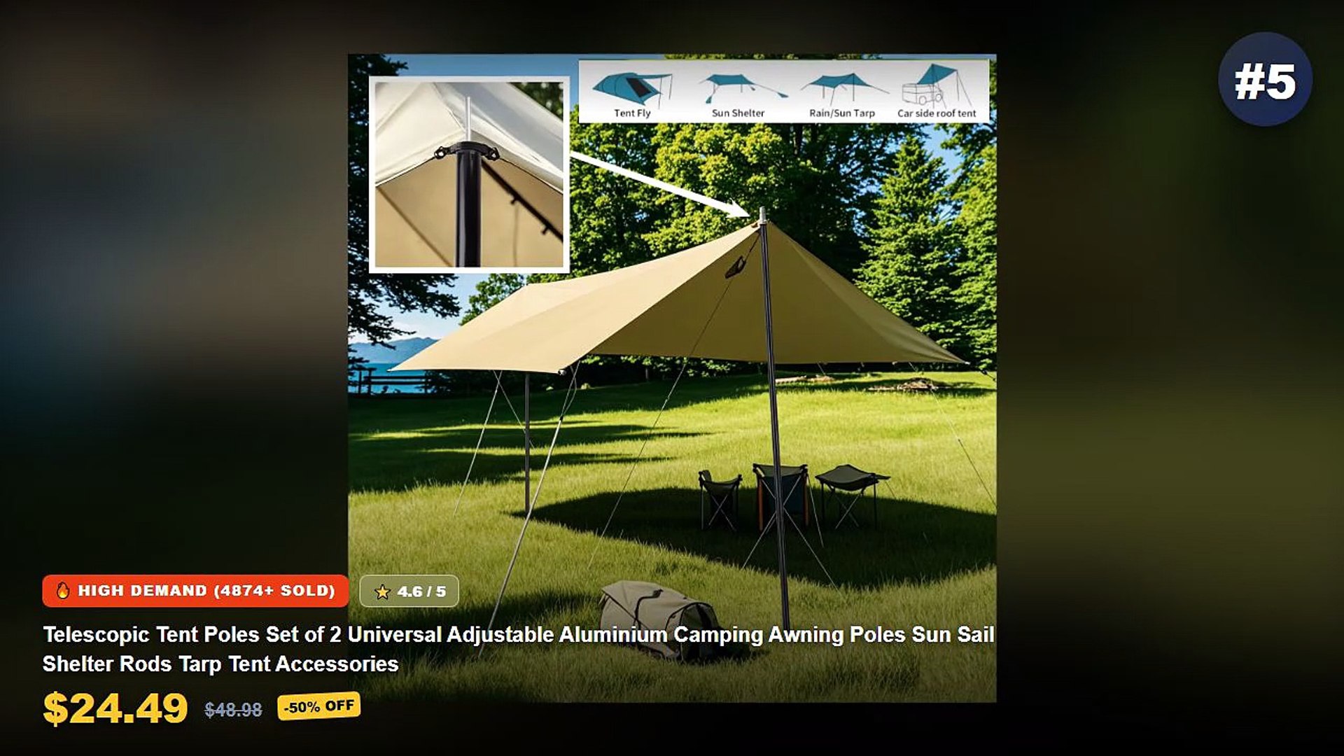 ⁣Top 5 Best Top 5 RV Awning Hooks And Poles (Must Have!) - 4/8Pcs S Shaped Camping Awning Hooks Clips