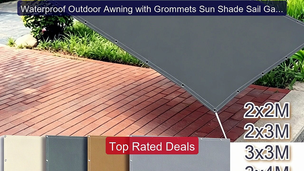Waterproof Outdoor Awning with Grommets Sun Sha...