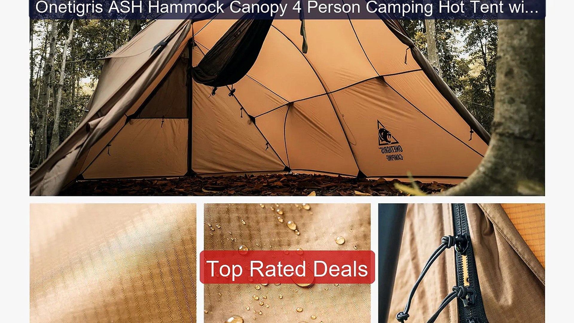 Onetigris ASH Hammock Canopy 4 Person Camping Hot Tent with St