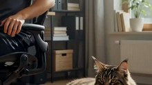 Maine Coon Tries to Steal the Office Chair