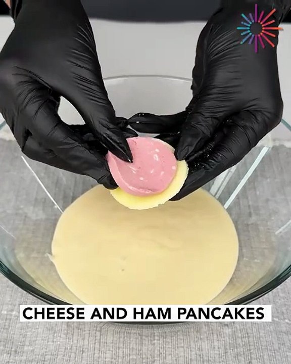 Energizing pancakes filled with cheese and ham🥞🧀