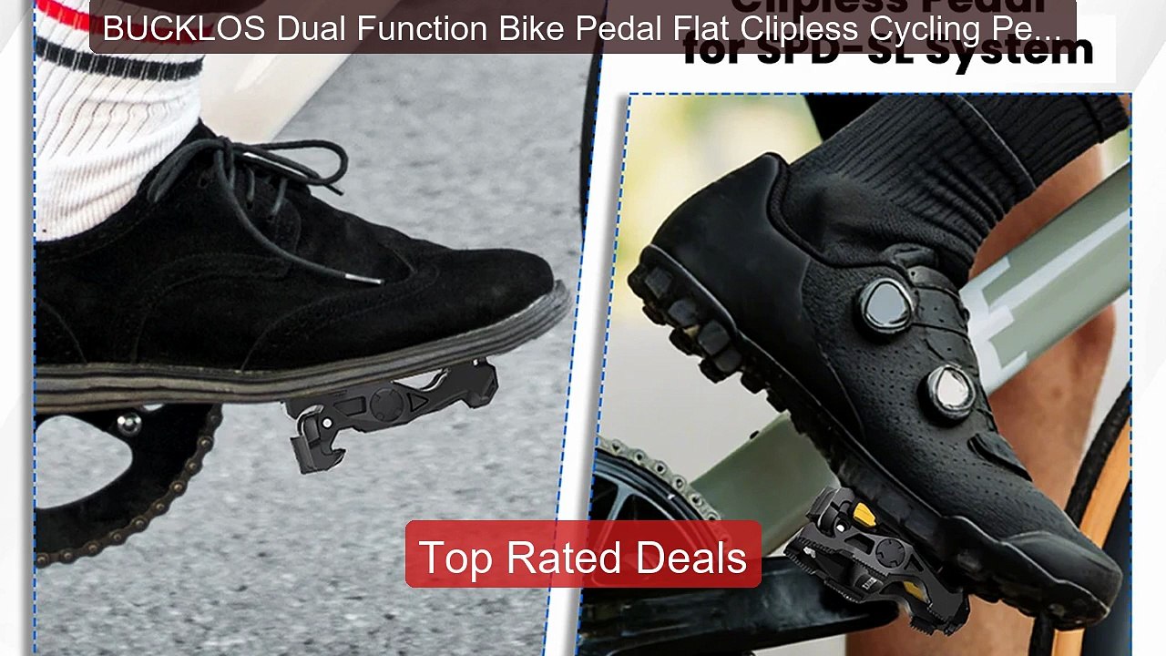 BUCKLOS Dual Function Bike Pedal Flat Clipless...