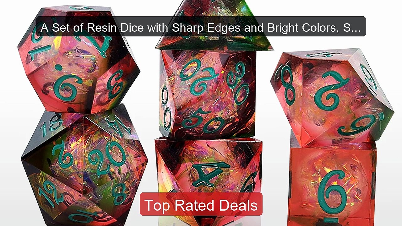 A Set of Resin Dice with Sharp Edges and Bright...