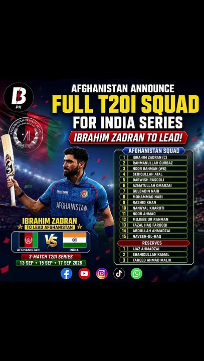 Afghanistan vs India T20 Series 2026