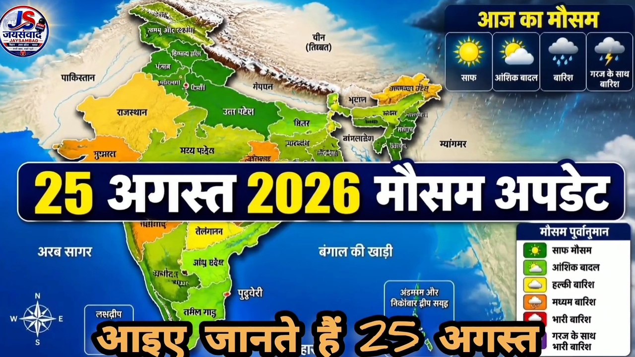 25 अगस्त 2026 मौसम अपडेट | देशभर में बारिश का अ...