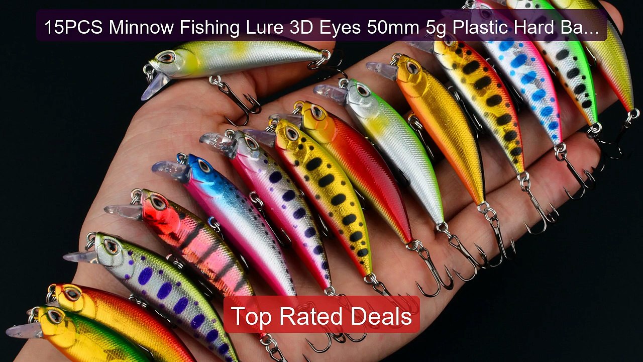 15PCS Minnow Fishing Lure 3D Eyes 50mm 5g Plast...