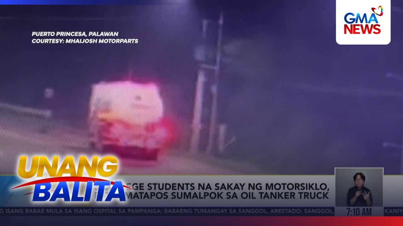 3 college students na sakay ng motorsiklo, patay matapos sumalpok sa oil tanker truck | Unang Balita