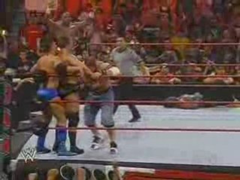 WWE Raw 7/21/08 Six Man Tag Team Match (2/2)