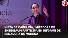 La nieta de Capulina que imita a Sheinbaum apareció en un informe de Morena.