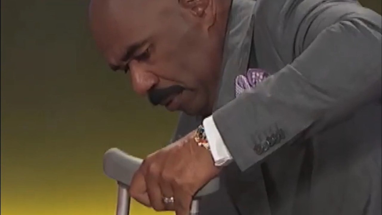 Steve Harvey Gives a Family Feud Contestant a Crutch Lesson