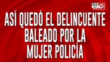 Tremendo registro: así quedó el delincuente baleado por la mujer policía