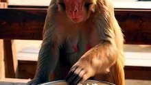 Monkey Eating Food On The Indian Dhaba