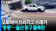 오토바이 쓰러지고 쓰레기 '둥둥'...울산 동구 물폭탄 / YTN