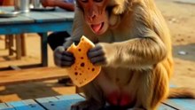 Monkey Eating Food On The Indian Dhaba