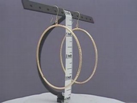 14K Yellow Gold 2mm Round Dangling Hoop Earrings 2 3/4 Inch