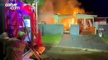 Casa de madeira fica completamente destruída por incêndio em Cascavel