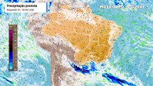 Segunda-feira, 31 de agosto: Precipitação e nebulosidade prevista.