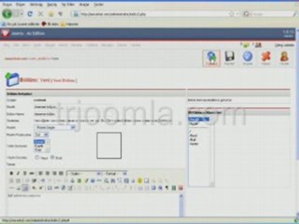 Joomla Dersler Bölüm Oluşturma