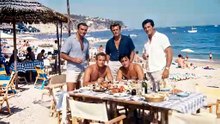 This is how stars celebrated in the 60s: Paul Newman and Alain Delon, Sean Connery, Clint Eastwood, and Rock Hudson.