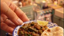 Cinematic Macro: Tiny Kitchen Hand Slicing Fresh Okra in Miniature Scene