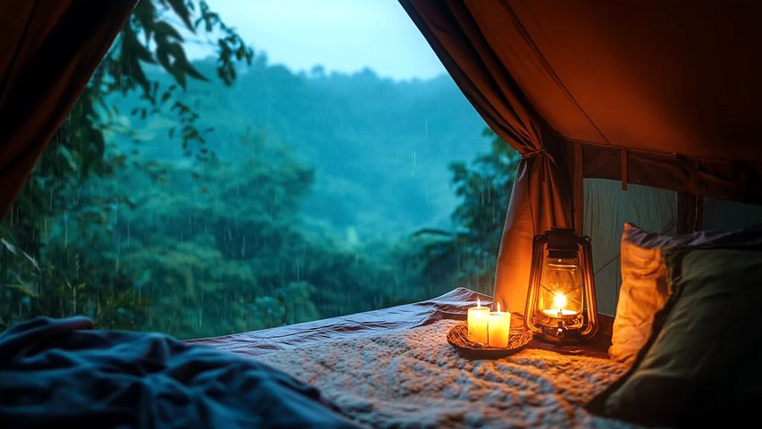 Nuit de Pluie sous la Tente 🌧️ Piano Relaxant pour Dormir