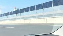 solar panels are everywhere along the highways.