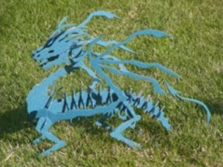 HEAD-TURNING INDOOR OUTDOOR GARDEN METAL BLUE DRAGON