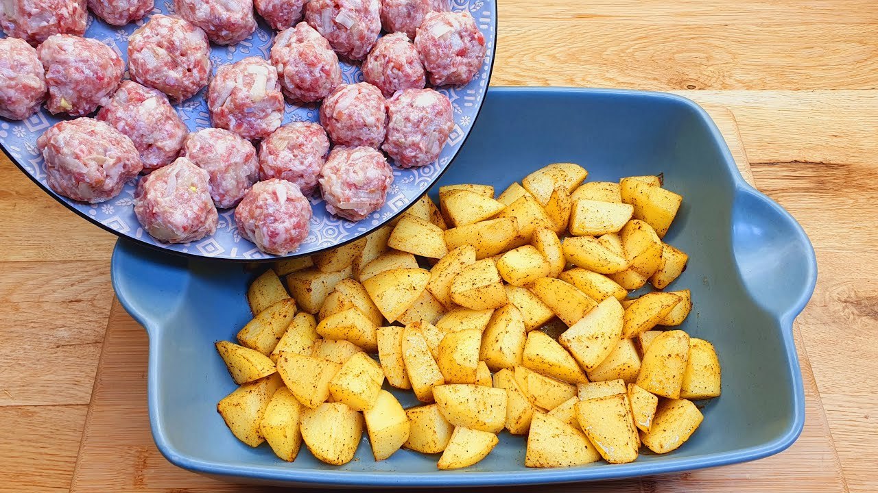 Die 2 Hauptzutaten für ein köstliches Abendessen, Kartoffeln und Hackfleisch