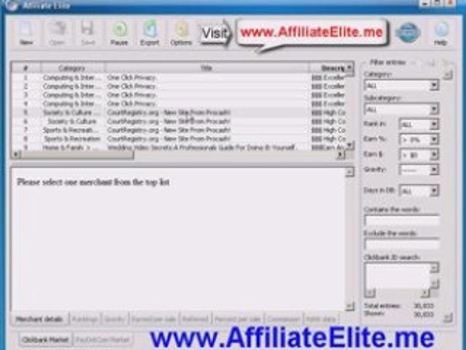 Affiliate Elite - Marketing Software for Clickbank