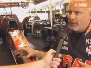 NHRA's Cory McClenathan burns Autolite Plugs at home & track