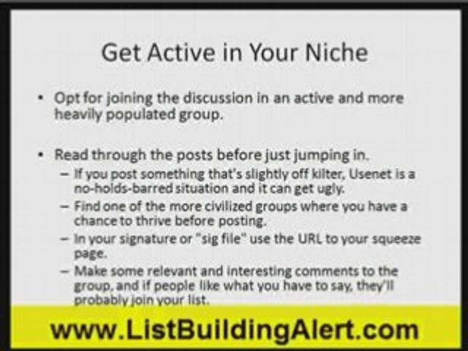 List Building and Niche Marketing