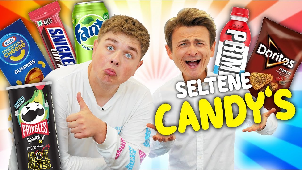Seltene candy-challenge mit smiley: cola, pringles, snickers & prime