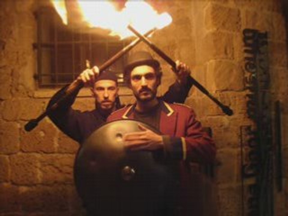 Fire show with Hang Drum