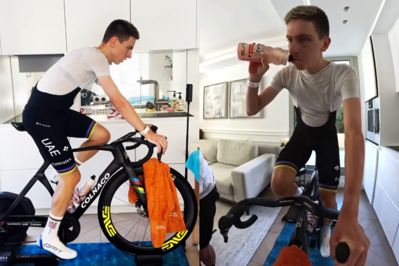 Pogacar vuelve a subirse a una bicicleta: "La clavícula está fuerte"
