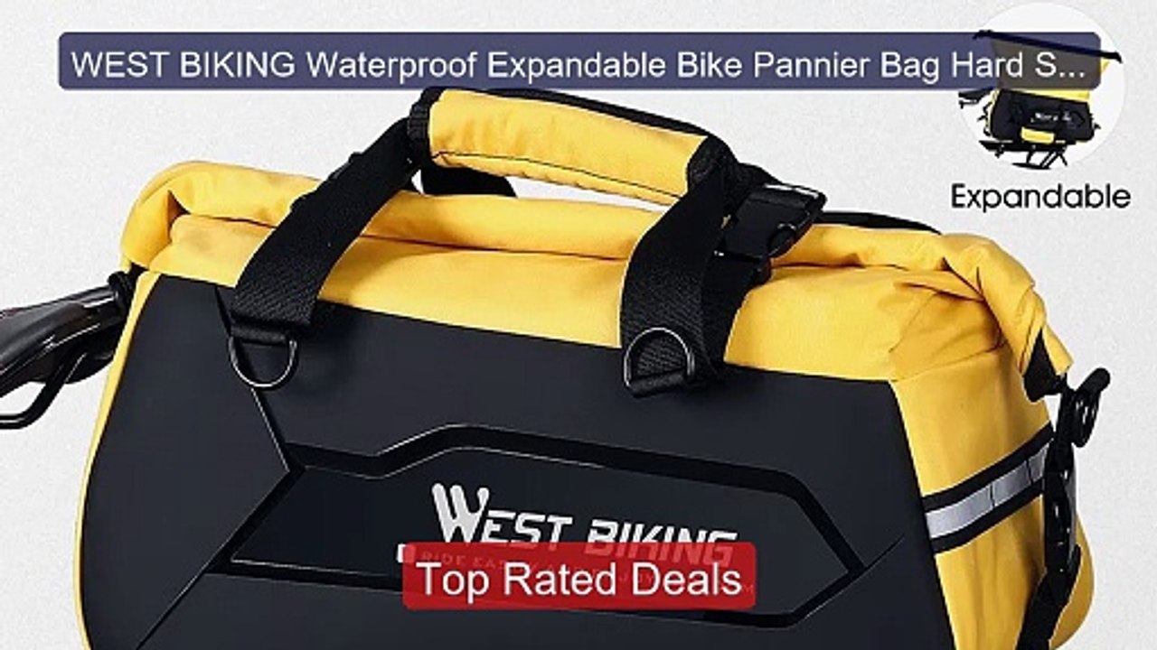 WEST BIKING Waterproof Expandable Bike Pannier Bag Hard Shell Bicy
