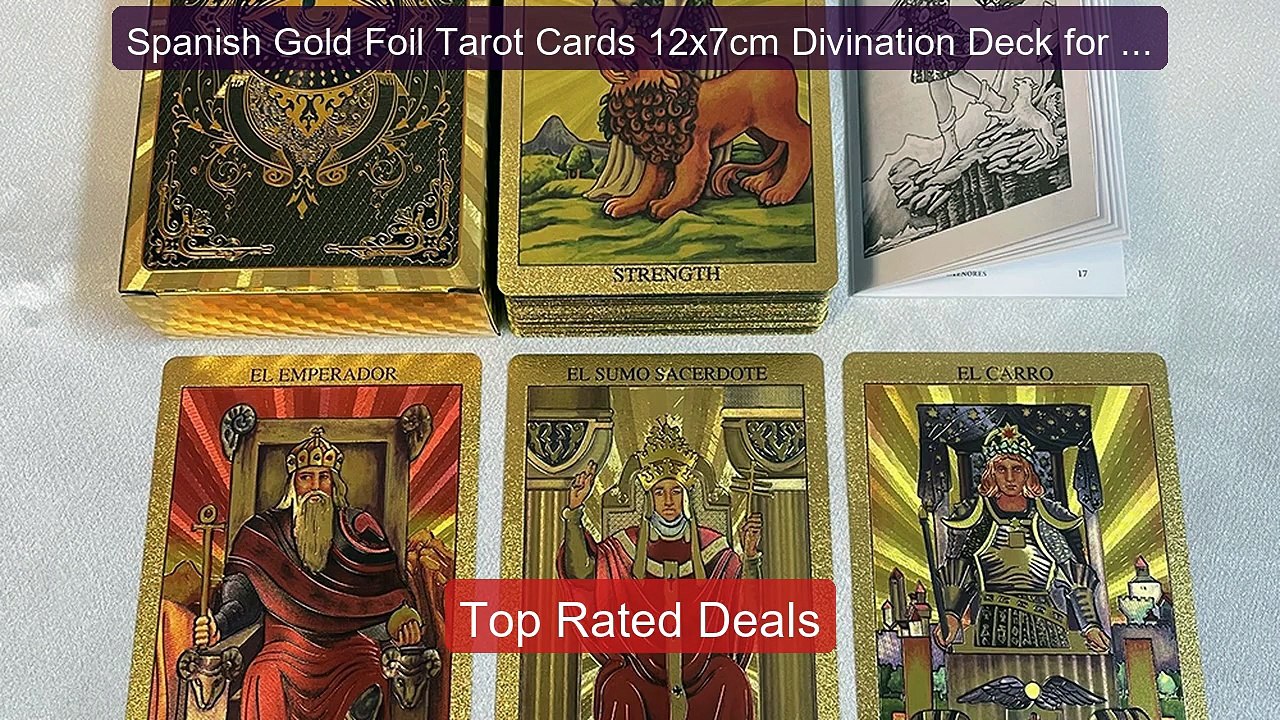 Spanish Gold Foil Tarot Cards 12x7cm Divination Deck for Beginners