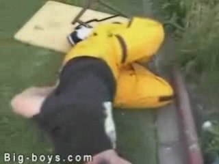 Guy Body Slams Buddy Off Roof