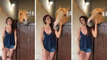 パウラ・フェルナンデス、馬のそばで歌いながらシモーネ・メンデスとのコラボ曲「Circo」をアピール