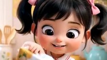 Bé Na nhào bột làm bánh #domkid