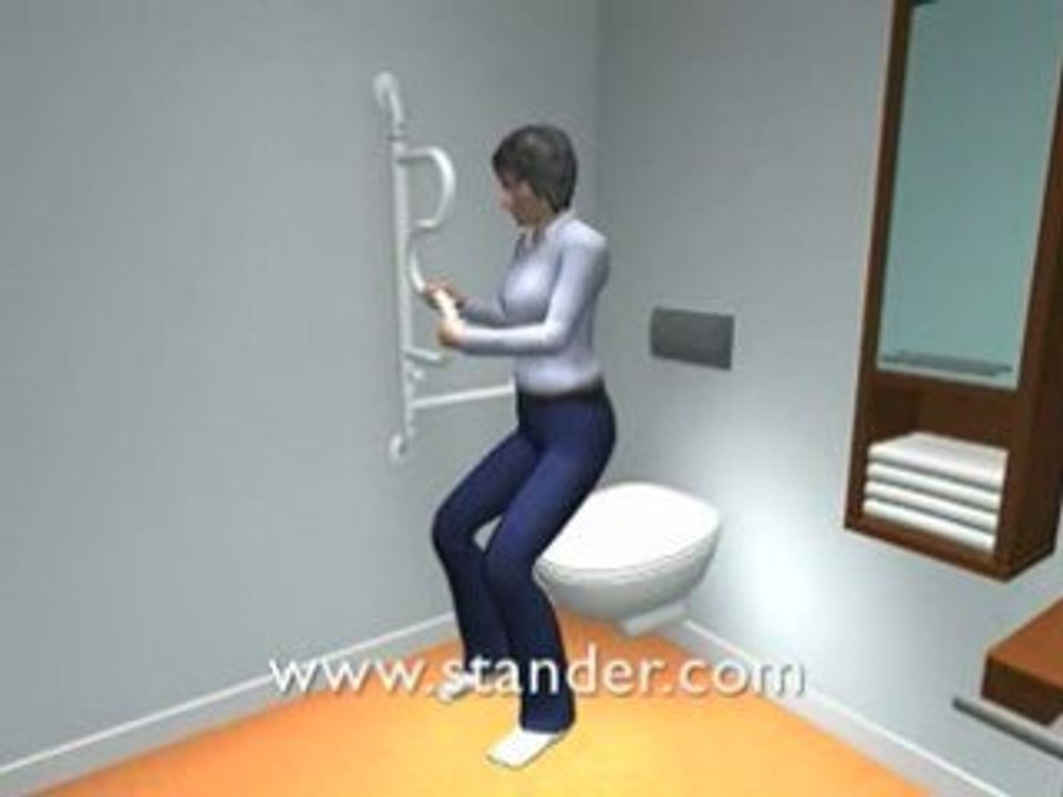 Stander curve grab bar, bathroom medical device
