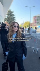 Bo Bragason's Chic Arrival at the Prada Show in Milan