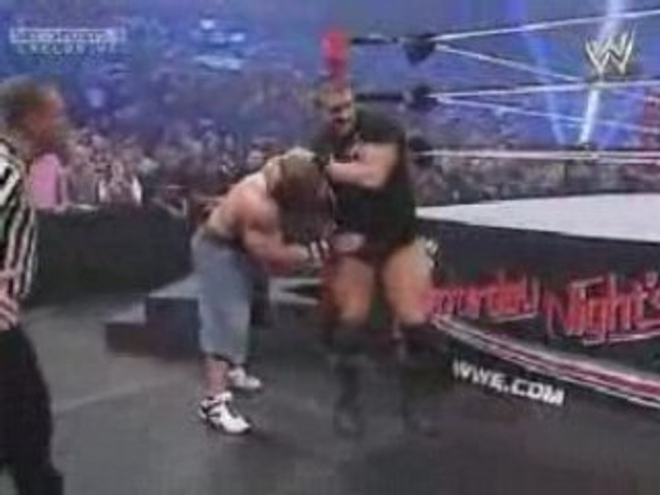 Randy Orton gives Cena an RKO on a steel chair at SNME (HQ)